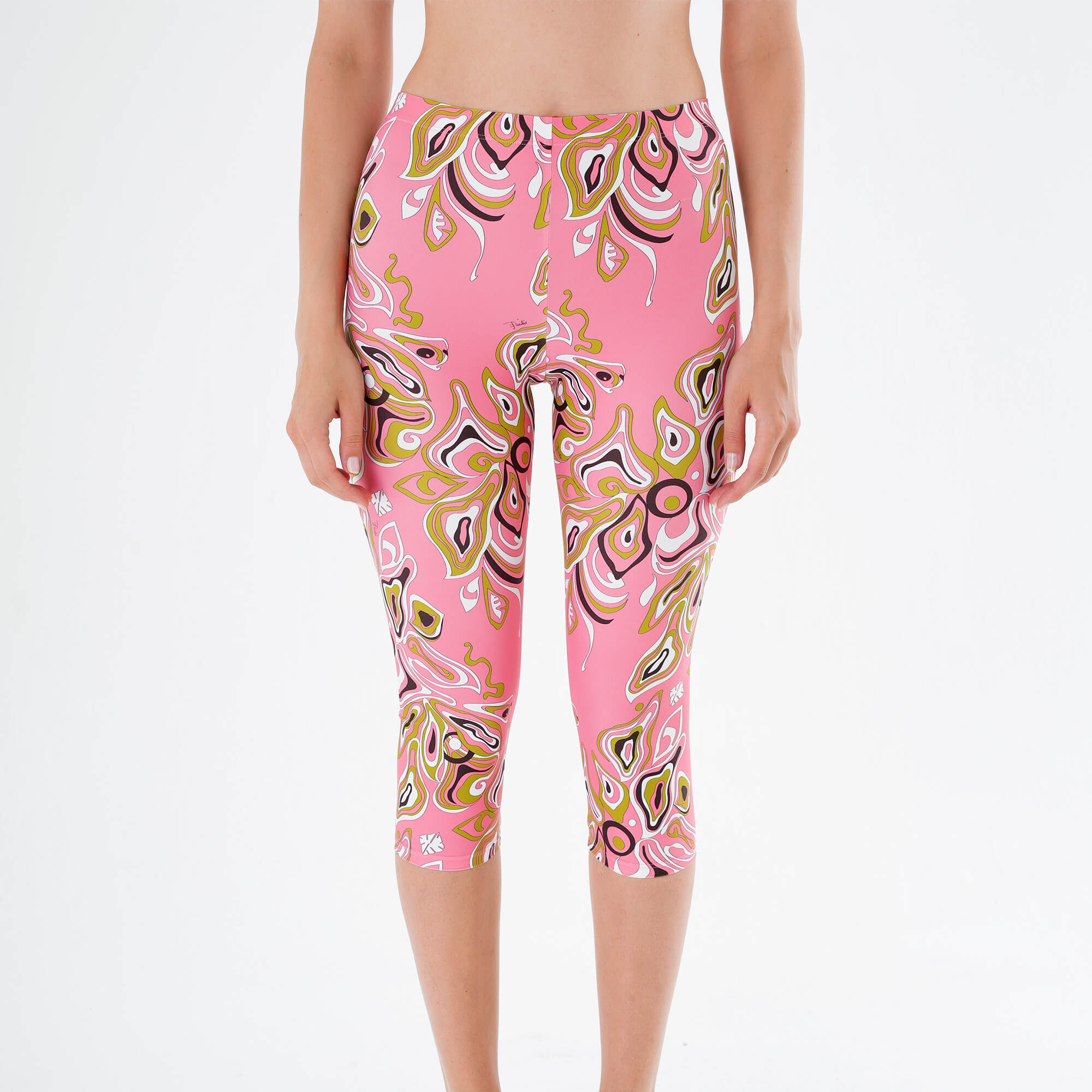 Emilio Pucci - Africana Abstract Print Cropped Leggings in Pink & Purple M